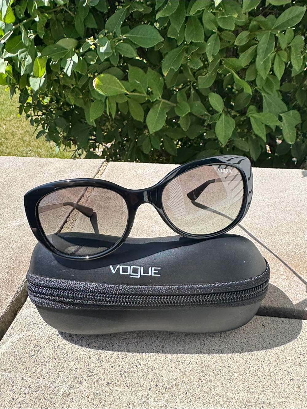 Vogue Women's Black Cat-Eye Sunglasses with Gradient Lenses